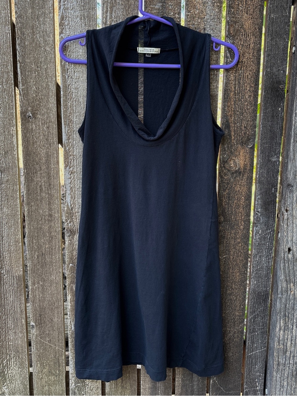 Prairie Underground Organic Cotton Cowl Drape Tunic Top/Dress In Black Sz XS